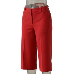 Miu‎ Miu Vintage 90s Cropped Capri Pants High Rise Red IT 38 US 2 Culottes NWOT